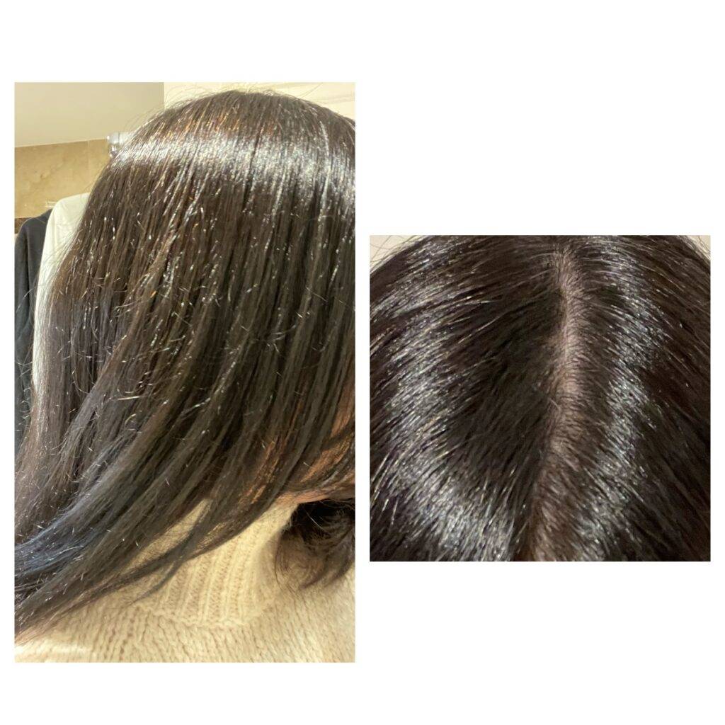 Photos of hair using The Ordinary Shampoo and Conditioner