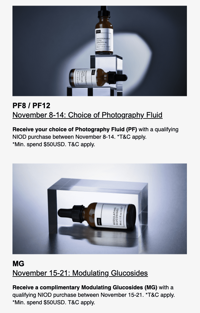 NIOD SALE Free Products & Gifts