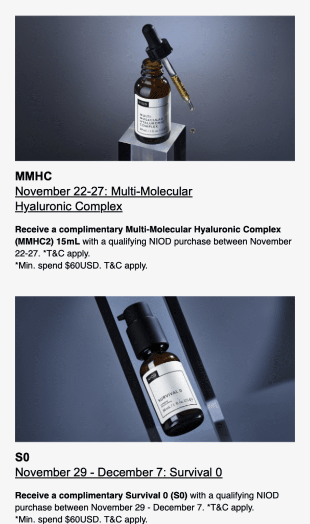 NIOD Sale Free Products & Gifts